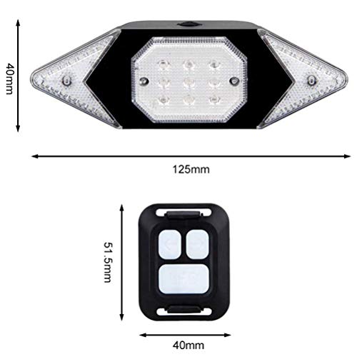 Excras Luz Trasera para Bicicleta Recargable USB - IPX4 Impermeable Control Remoto Inalámbrico Luz Trasera para Bicicleta Luces Direccionales Luces Intermitentes Direccionales