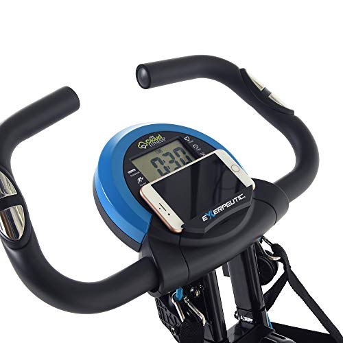 Exerpeutic Bicicleta plegable inteligente Bluetooth con bandas de resistencia y aplicación gratuita MyCloudFitness, bicicleta plegable negra