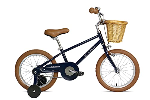 FabricBike Kids - Bicicleta con Pedales para niño y niña, Ruedines de Entrenamiento Desmontables, Frenos, Ruedas 12 y 16 Pulgadas, 4 Colores (Classic Navy, 16": 3-7 Años (Estatura 96cm - 120cm))