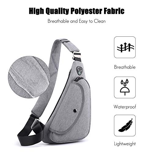 FANDARE Ultraligero Bolsos Cruzados Bandoleras Hombre Bolsa de Pecho Niño Sling Bag para Deportiva Viaje Ciclismo Hiking Camping Aptitud Casual Daypacks Gris