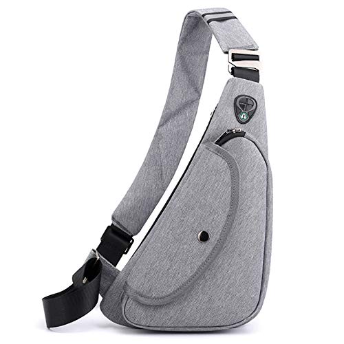 FANDARE Ultraligero Bolsos Cruzados Bandoleras Hombre Bolsa de Pecho Niño Sling Bag para Deportiva Viaje Ciclismo Hiking Camping Aptitud Casual Daypacks Gris