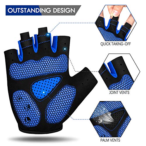 Faneam Antideslizante Guantes de Ciclismo Verano Medio Dedo Guantes de Bicicleta Montaña para Hombre Mujer, Transpirable Guantes Cortos MTB Gel Guantes Cortos Deportivos Moto, Unisexo