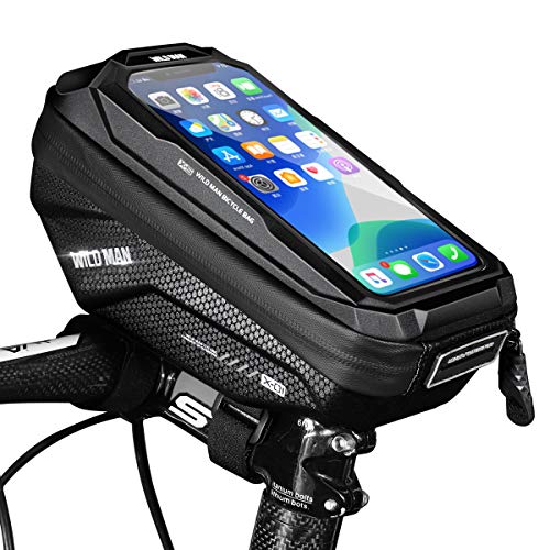 Faneam Impermeable Bolsas de Bicicleta Gran Capacidad Bolsa para Manillar Bici Bolsa Manillar Bicicleta Cuadro con Pantalla Táctil Bolsa Cuadro Bici Soporte Telefono hasta 6,5 Pulgadas(Negro)