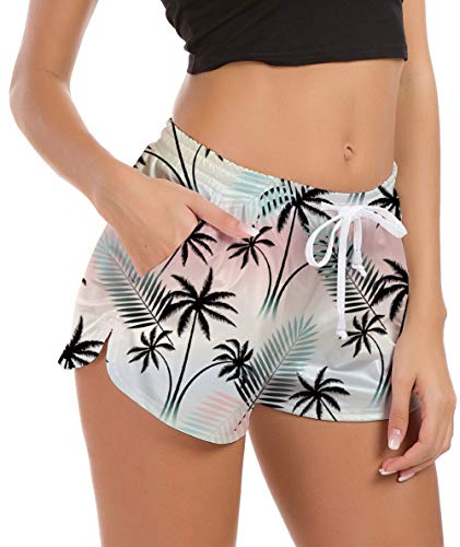 Fanient - Pantalones cortos de verano para mujer, bañador, short de baño, de secado rápido, para playa, deportes acuáticos, deporte, yoga, entrenamiento, con bolsillos, A1-ahawaii Style, 34