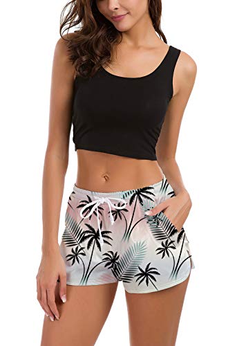 Fanient - Pantalones cortos de verano para mujer, bañador, short de baño, de secado rápido, para playa, deportes acuáticos, deporte, yoga, entrenamiento, con bolsillos, A1-ahawaii Style, 34