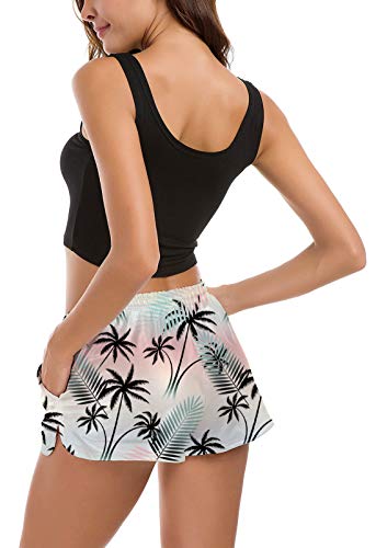 Fanient - Pantalones cortos de verano para mujer, bañador, short de baño, de secado rápido, para playa, deportes acuáticos, deporte, yoga, entrenamiento, con bolsillos, A1-ahawaii Style, 34