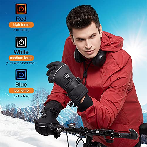 Fasola Guantes Calefactables, 3.7V 4000mAh Batería Recargable Guantes Electricos para Hombres Mujeres, Guantes Calefactores Lavable para Esquí Caza Pesca Equitación Ciclismo Motocicleta - L