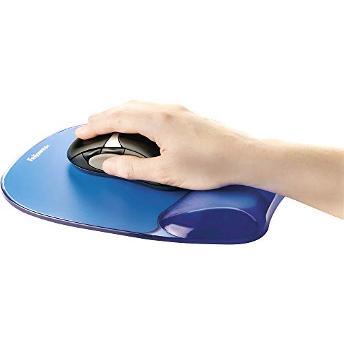 Fellowes Gel Crystals - Alfombrilla de ratón con reposamuñecas ergonómico, color azul