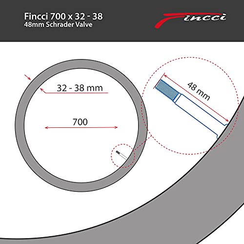 Fincci Par 700 x 32c 35c 38c 48mm Cámaras de Aire Schrader Válvula Interior para Ciclo Carrera Carretera Turismo Bici Bicicleta (Paquete de 2)