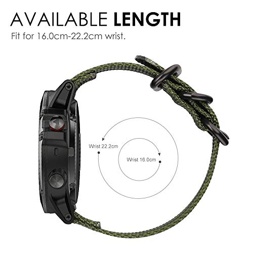 Fintie Correa Compatible con Garmin Fenix 6X/Fenix 3/Fenix 3 HR/Fenix 5X -  26mm Pulsera de Repuesto de Nylon Tejido Banda con Hebilla de Metal, Negro  : : Deportes y aire libre