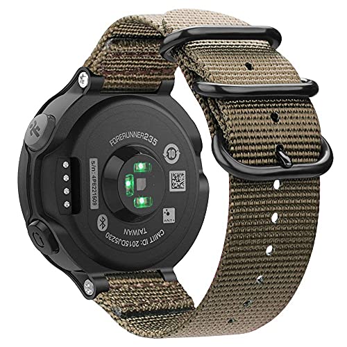 FINTIE Correa Compatible con Garmin Forerunner 235/220/230/620/630/735XT - Pulsera de Repuesto de Nylon Suave Banda Deportiva, Caqui