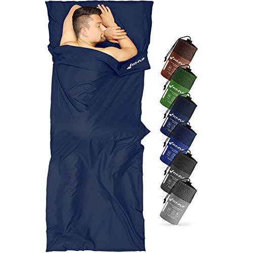 Saco de dormir ligero de Fit-Flip, tamaño pequeño al plegar, de microfibra,  con compartimiento para
