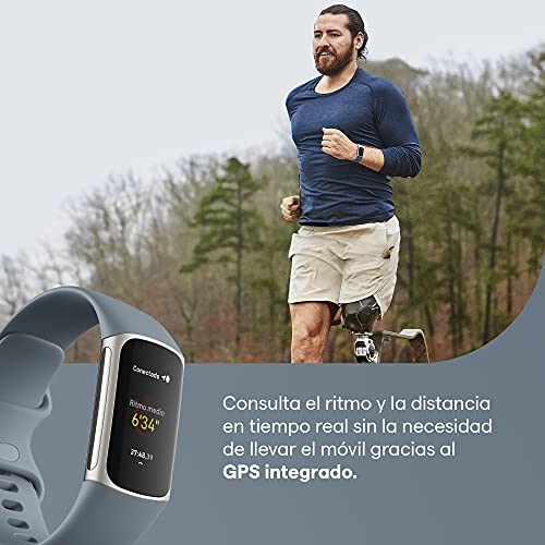 Fitbit Charge 5 Pulsera de actividad con 6 meses de servicio Premium incluidos, hasta 7 días de batería y función, Nivel de recuperación diario