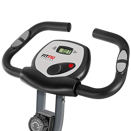 FITFIU Fitness BEST-220 - Bicicleta Estática plegable con respaldo y sillin regulable, disco de inercia de 8 kg, Pulsómetro, 8 niveles de esfuerzo, cardio y rehabilitación, peso máx 110 kg