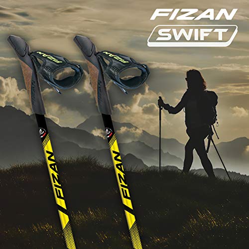 FIZAN Modelo Speed, Swift Bastones de Marcha nórdica de Aluminio ultraligeros Regulables, Amarillo Fluo, Adultos Unisex, Talla M