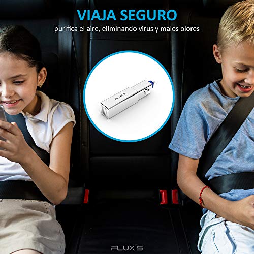 FLUX'S - Purificador de Ozono para Coche con Ionizador, Elimina Virus, Bacterias y Mal Olor en el Vehículo