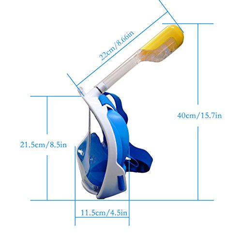 Flyboo Máscara de Snorkel,180°Vista Máscara de Buceo con diseño panorámico de Cara Completa Cámara Deportiva Compatible Máscara de Buceo con tecnología Anti-Niebla y Anti-Fugas para Adultos y niños