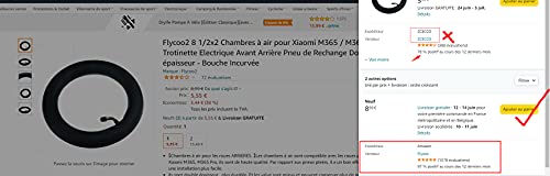 Flycoo2 8 1/2 x 2 cámaras de aire para Xiaomi M365 / M365 Pro / para Mi 3 Trotinete Eléctrico Trasera Neumático de Repuesto Doble Grosor - Boca Curva (1)