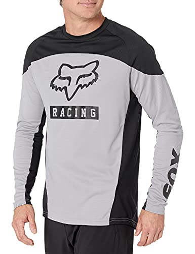 Fox Racing Defend Long Sleeve Jersey Camisa, Gris Acero, L para Hombre