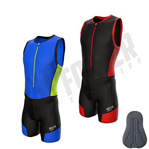 Foxter Active - Traje de triatlón para hombre, traje de triatlón, para natación, correr, ciclismo, talla M, color rojo