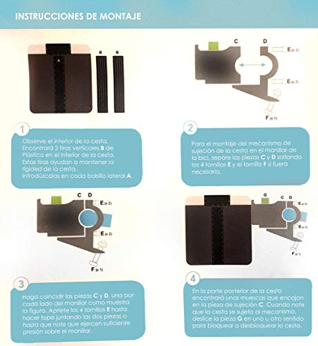 Franquihogar - Cesta de Bicicleta Plegable, Canasta de Manillar de Bicicleta Multiusos Extraíble, Cesta Bicicleta Delantera Ciudad, Tela Oxford con Cierre para Seguridad