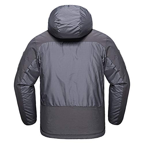 FREE SOLDIER Chaqueta Hombre Invierno Chaqueta Impermeable Táctica Abrigo de Combate Cálido Chaqueta Moto Ligeras a Prueba de Viento con Capucha para Montañismo Camping Senderismo(Gris, XL)