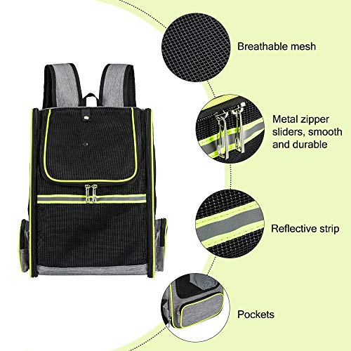 FREESOO Portador de Viaje Mochila Bolsa de Transporte para Mascotas Perros Gatos Malla Completa Transpirable Transportín Jaula Capazos Transportadoras Plegable Viaje Coche Portátil, Negro