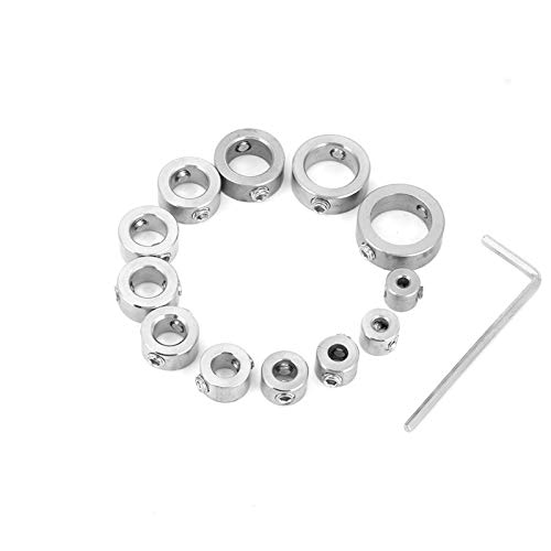 FTVOGUE Juego de Collar Tope Profundidad de Broca Conjunto 12Pcs 3-16Mm Anillo Límite Perforación de Acero Inoxidable Con Liave Hexagonal Para Apretar Los Topes Tornillos de Fijación