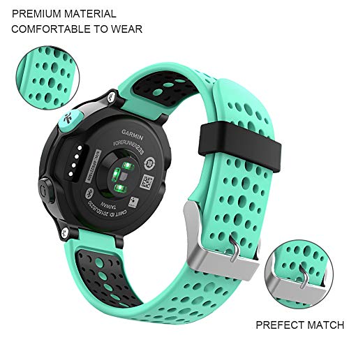 Funband Correa para Garmin Forerunner 235, Banda de Reemplazo Silicona Suave Sports Pulsera para Garmin Forerunner 235/235 Lite/220/230/620/630/735XT/Approach S20/S5/S6 Smart Watch (Verde Menta&Negro)