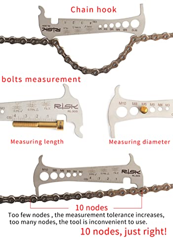 FYRMMD Comprobador de Cadena 3 en 1 de Acero Inoxidable Go/No-Go Comprobador de Cadena de Bicicleta de Carretera MTB Comprobador de indicador de pérdida de Desgaste con Gancho de Cadena