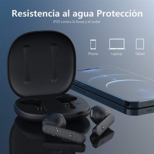 GAMURRY Auriculares Bluetooth,inalámbricos cascos bluetooth,Con llamada de Micrófono y Control Táctil,Con Estuche de Carga Portátil,IPX5 a prueba de agua, Adecuada Para Teléfono móvil,Computadora, etc