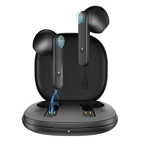 GAMURRY Auriculares Bluetooth,inalámbricos cascos bluetooth,Con llamada de Micrófono y Control Táctil,Con Estuche de Carga Portátil,IPX5 a prueba de agua, Adecuada Para Teléfono móvil,Computadora, etc