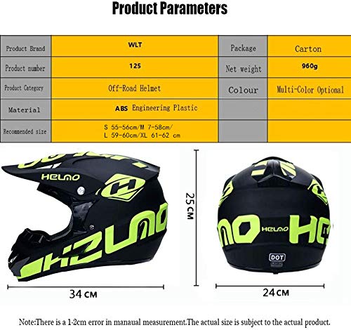 GAODA Casco de motocross, para adultos para exteriores casco de bicicleta de montaña, Cross Integral Enduro Infantil Casco Motocross con Gafas, Mascarilla, Guantes. (L)