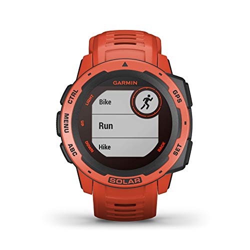 Garmin Instinct Solar, Reloj GPS resistente con carga solar - Rojo