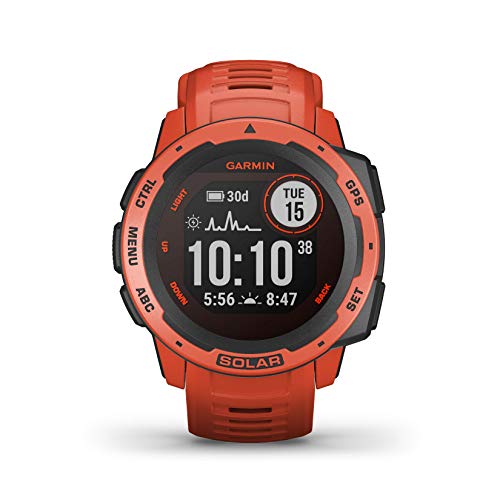 Garmin Instinct Solar, Reloj GPS resistente con carga solar - Rojo