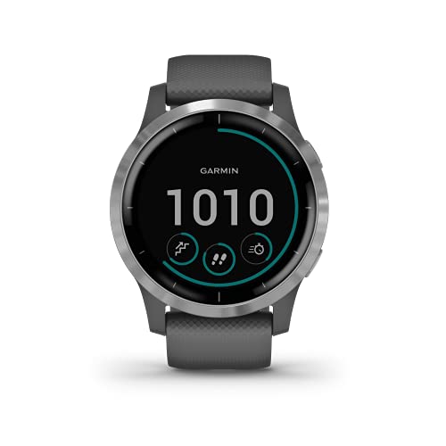 Garmin Vivoactive 4 - Reloj inteligente con GPS y funciones de control de la salud durante todo el día, color plata y gris