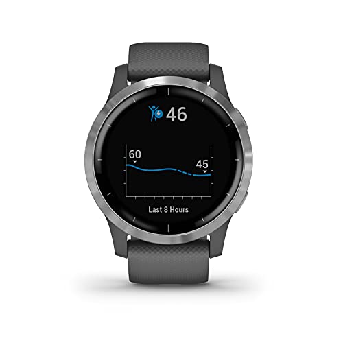 Garmin Vivoactive 4 - Reloj inteligente con GPS y funciones de control de la salud durante todo el día, color plata y gris