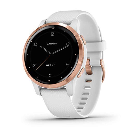 Garmin vívoactive 4S - Reloj Inteligente con GPS y Funciones de Control de la Salud Durante Todo el día, Color Blanco y Rose Gold