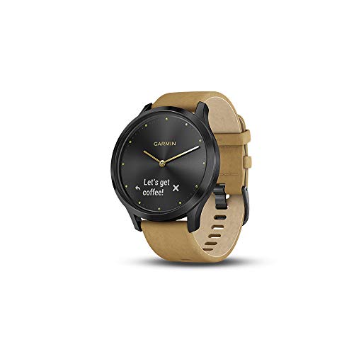 Garmin Vívomove HR Premium Negro con Correa de Cuero marrón Claro