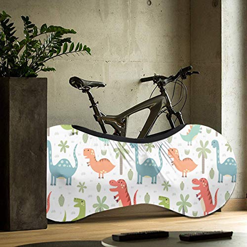 Gato Agua Azul Portátil Cubierta de Bicicleta Interior Anti Polvo Alta Elástica Cubierta De La Rueda De La Bicicleta De Protección Rip Stop Neumático De Carretera Mtb Bolsa De Almacenamiento, Dinosaurio de dibujos animados, talla única