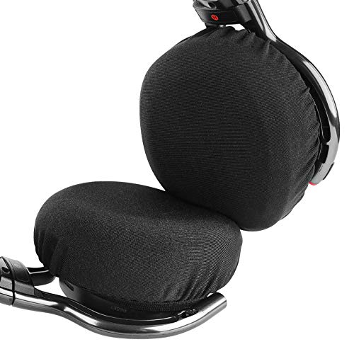 Geekria 2 Pares de Fundas para Auriculares Lavables de Tela medianamente Flexible/Auriculares Sanitarios elásticos, se Adapta a Auriculares de 3,2 a 4,3 Pulgadas, Buenos para Gimnasio, Juegos (Negro)