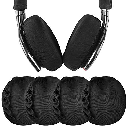 Geekria 2 Pares de Fundas para Auriculares Lavables de Tela medianamente Flexible/Auriculares Sanitarios elásticos, se Adapta a Auriculares de 3,2 a 4,3 Pulgadas, Buenos para Gimnasio, Juegos (Negro)