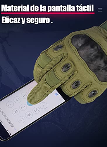 GERZ Guantes Pantalla Táctil Tactico Ciclismo Caza Escalada Guantes Militar Antideslizante 3color verde ,negro , camer. (guantes verde XL)