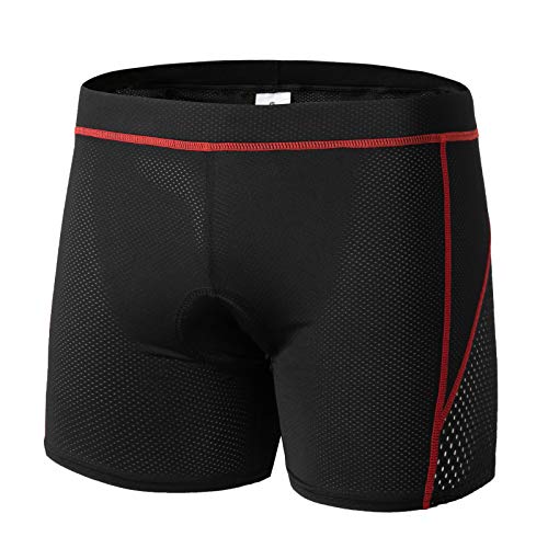 GIEADUN Ciclismo Pantalones Cortos de Bicicleta 20D Gel de sílice Acolchado Ciclismo Calzoncillos Ropa Interior de Bicicleta MTB Bicicleta Pantalones Cortos (Rojo, XXL)