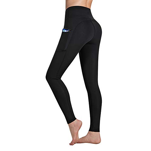 GIMDUMASA Pantalón Deportivo de Mujer Cintura Alta Leggings Mallas para Running Training Fitness Estiramiento Yoga y Pilates GI188(Negro,l)