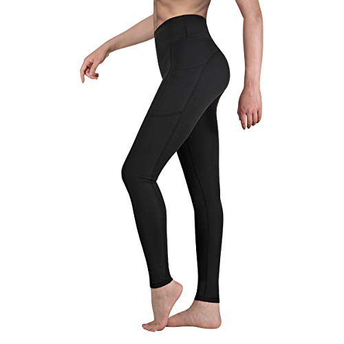 GIMDUMASA Pantalón Deportivo de Mujer Cintura Alta Leggings Mallas para Running Training Fitness Estiramiento Yoga y Pilates GI188(Negro,l)