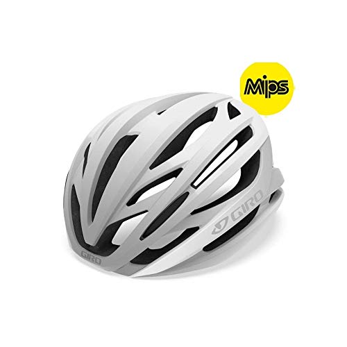 Giro Syntax MIPS Casco de Carretera, Unisex, Blanco Mate y Plateado, Small/51-55 cm