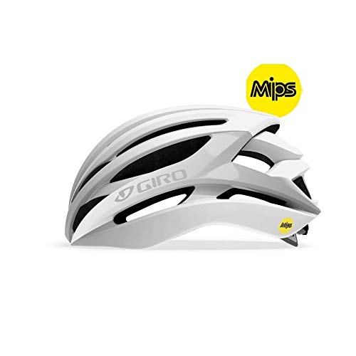 Giro Syntax MIPS Casco de Carretera, Unisex, Blanco Mate y Plateado, Small/51-55 cm