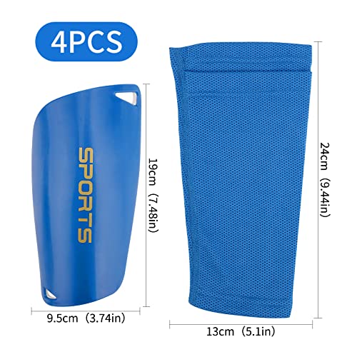 GLAITC Espinilleras de fútbol, Fútbol Espinilleras Calcetines para jóvenes y Adultos espinilleras Protectoras para Juegos de fútbol, ​​Correr, Correr, Fitness Blue