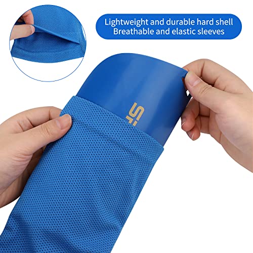 GLAITC Espinilleras de fútbol, Fútbol Espinilleras Calcetines para jóvenes y Adultos espinilleras Protectoras para Juegos de fútbol, ​​Correr, Correr, Fitness Blue